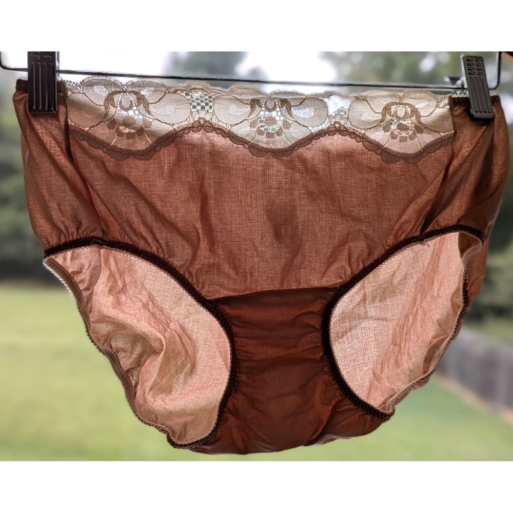 RARE COLOR & DESIGN!💋VTG Olga Shimmer Lace Panties Sz6 Granny Nylon USA Cottage